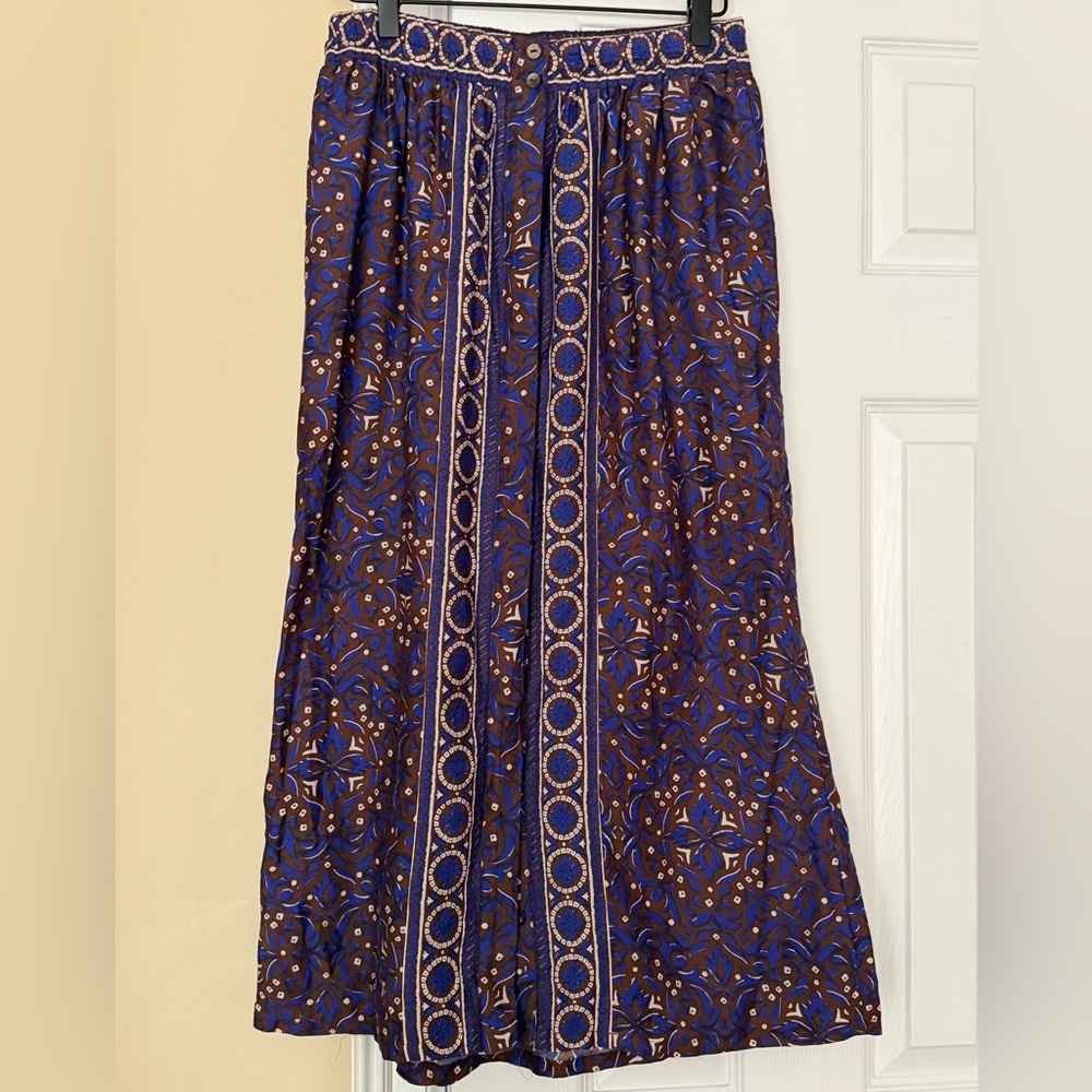 Xirena Tannis skirt mosaic medley print, button-front cotton/silk elastic waist - Picture 3 of 8